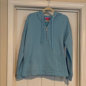 Lilly Pulitzer Baby Blue Half Zip Hoodie with Front Pocket Size Medium